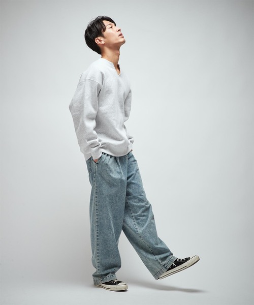 RUSSELL（ラッセル）の「【RUSSELL ATHLETIC】別注 カットオフクルーネックスウェット（スウェット・メンズ・ネイビー/ホワイト×ホワイト/ライトグレー・LARGE/MEDIUM）」の7枚目の写真