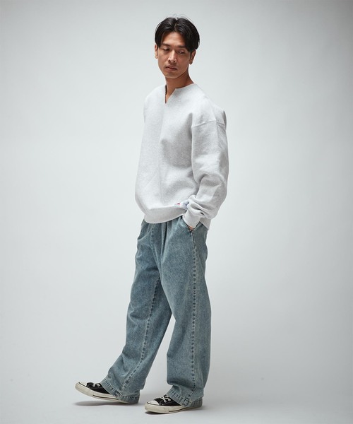 RUSSELL（ラッセル）の「【RUSSELL ATHLETIC】別注 カットオフクルーネックスウェット（スウェット・メンズ・ネイビー/ホワイト×ホワイト/ライトグレー・LARGE/MEDIUM）」の8枚目の写真