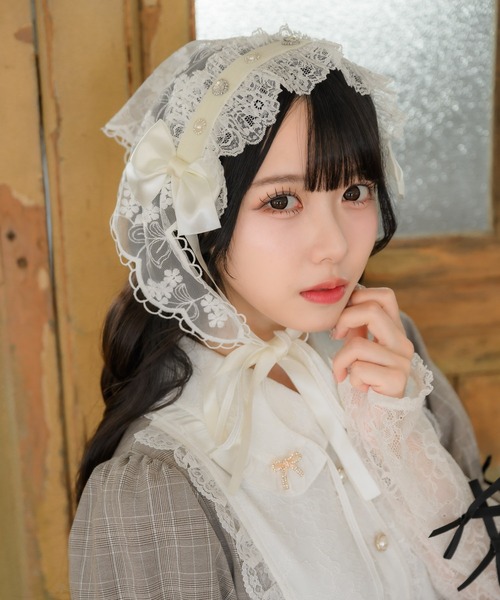 りつ*無言取引OKさま専用　ヘッドドレス　バブーシュカ ヘッドドレス付きバブーシュカ（その他ヘアアクセサリー