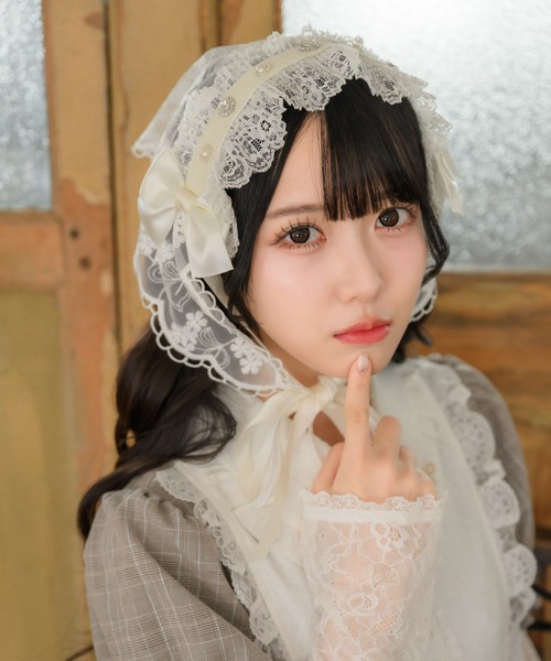 ROJITA(ロジータ)の「ヘッドドレス付きバブーシュカ(その他ヘアアクセサリー・レディース・ブラック/ホワイト・FREE)」の5枚目の写真