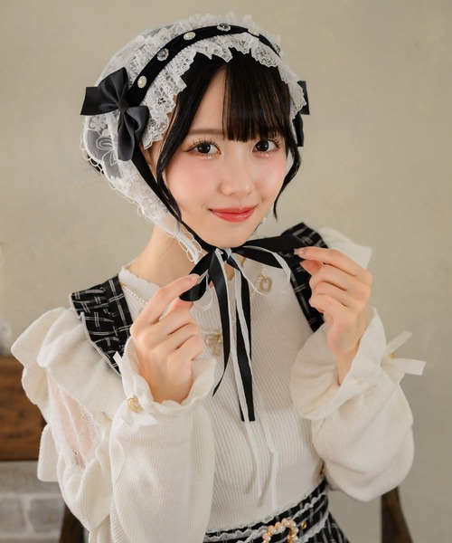 最終価格　tête salondechapeau ヘッドドレス ヘッドドレス付きバブーシュカ（その他ヘアアクセサリー