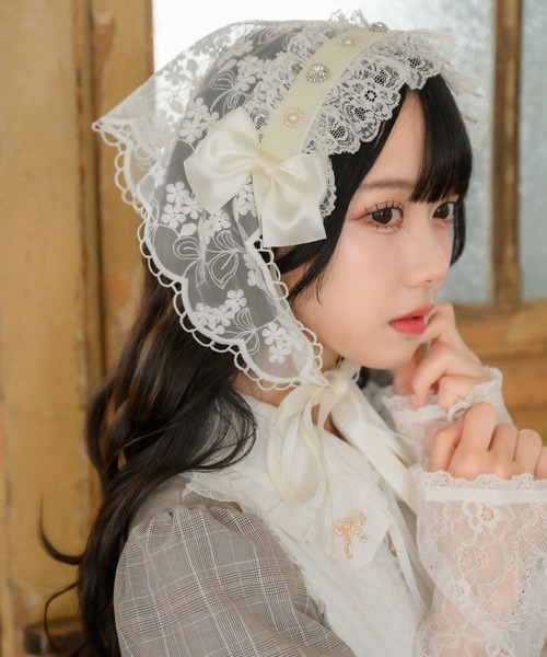ROJITA(ロジータ)の「ヘッドドレス付きバブーシュカ(その他ヘアアクセサリー・レディース・ブラック/ホワイト・FREE)」の9枚目の写真