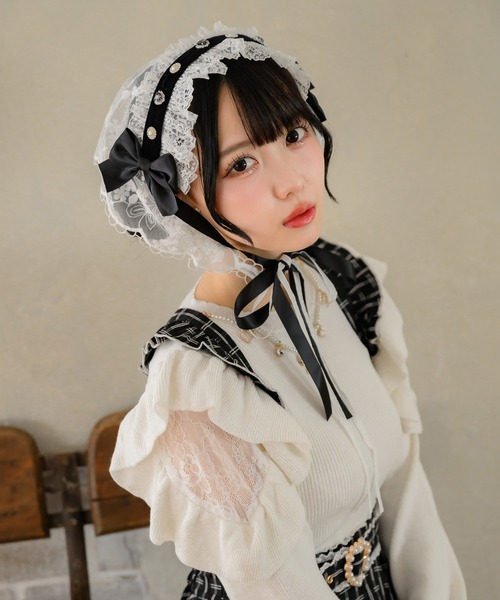 ROJITA(ロジータ)の「ヘッドドレス付きバブーシュカ(その他ヘアアクセサリー・レディース・ブラック/ホワイト・FREE)」の16枚目の写真
