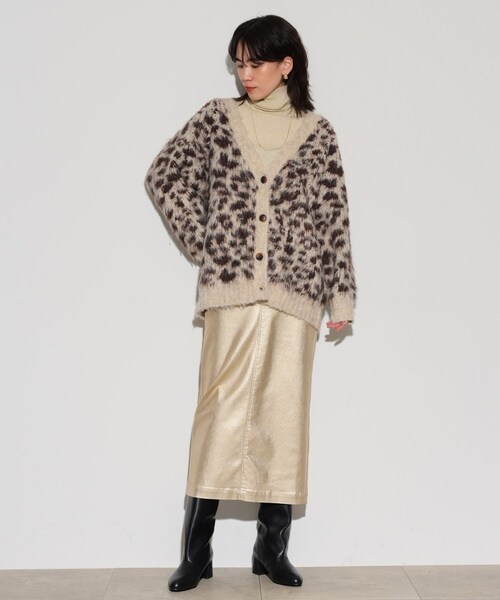 GALLEST(ギャレスト)の「レオパードフェザーカーディガン(カーディガン/ボレロ・レディース・イエロー系その他6/ダークブラウン系4/チャコール・38)」の7枚目の写真