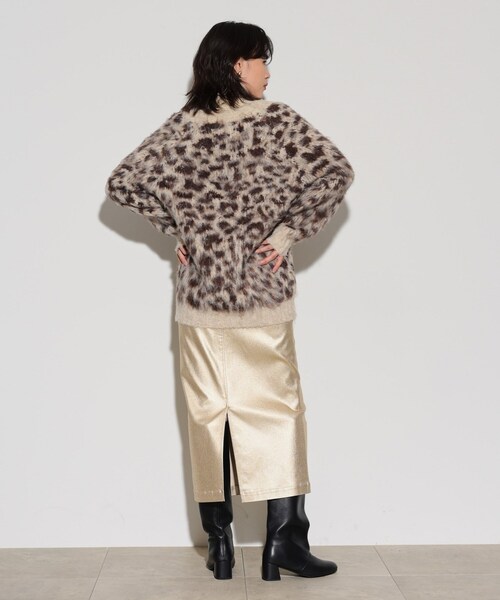 GALLEST(ギャレスト)の「レオパードフェザーカーディガン(カーディガン/ボレロ・レディース・イエロー系その他6/ダークブラウン系4/チャコール・38)」の9枚目の写真