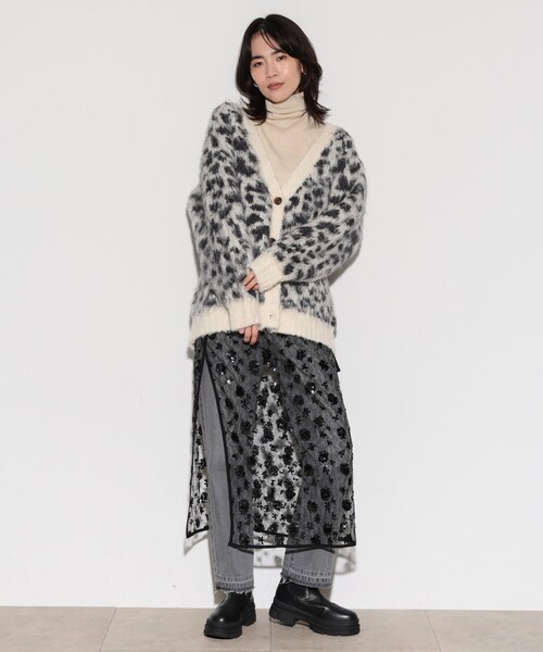 GALLEST(ギャレスト)の「レオパードフェザーカーディガン(カーディガン/ボレロ・レディース・イエロー系その他6/ダークブラウン系4/チャコール・38)」の14枚目の写真