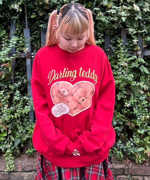 キャンディストリッパー　スウェット　赤　猫 Candy Stripper（キャンディストリッパー）の「DARLING TEDDY