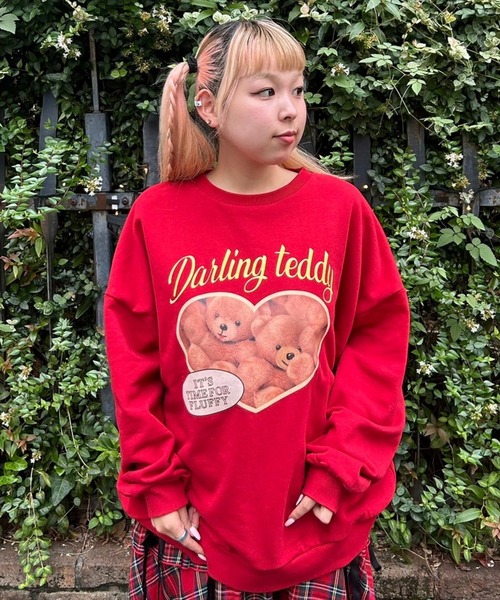 キャンディストリッパー　スウェット　赤　猫 ANGEL KITTEN L/S TEE | Candy Stripper（キャンディ