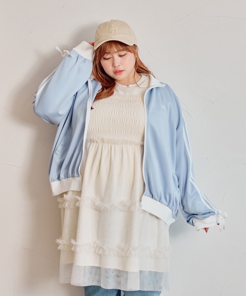 Louiosy(ルオシー)の「【大きいサイズ】チュールキャミビスチェ&ロンTセット(Tシャツ/カットソー・レディース・アイボリー/ブラック/グレー・3L/4L)」の6枚目の写真