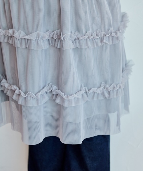 Louiosy(ルオシー)の「【大きいサイズ】チュールキャミビスチェ&ロンTセット(Tシャツ/カットソー・レディース・アイボリー/ブラック/グレー・3L/4L)」の19枚目の写真