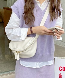 florist | 【軽量】レザータッチジップデザインショルダーバッグ(ショルダーバッグ)