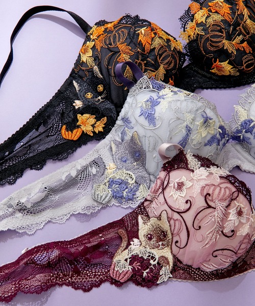 セール】【ねこと魔女の世界を表現】 魔女の猫ブラ（ブラジャー）｜une