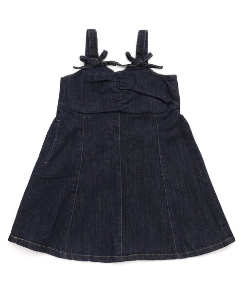 apres les cours（アプレレクール）の「フロントリボンジャンスカ（ジャンパースカート・キッズ・インディゴブルー/ブラック・80/90/100/110/120/130/140）」の2枚目の写真