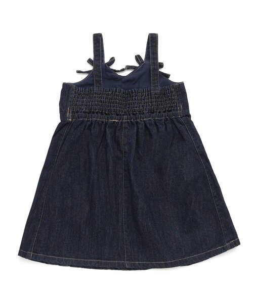 apres les cours（アプレレクール）の「フロントリボンジャンスカ（ジャンパースカート・キッズ・インディゴブルー/ブラック・80/90/100/110/120/130/140）」の4枚目の写真