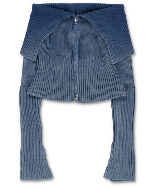 SPINNS（スピンズ）の「Wジップ長袖オフショルニット / ピグメント加工（ニット/セーター・レディース・ブルー/ブラック/カーキ・ONESIZE）」の11枚目の写真