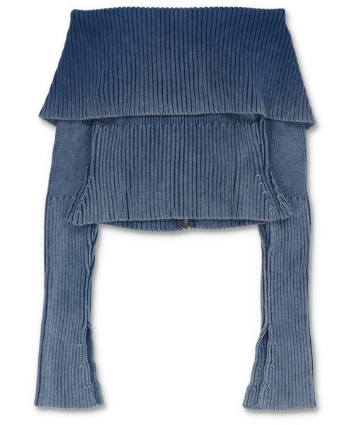 SPINNS（スピンズ）の「Wジップ長袖オフショルニット / ピグメント加工（ニット/セーター・レディース・ブルー/ブラック/カーキ・ONESIZE）」の12枚目の写真