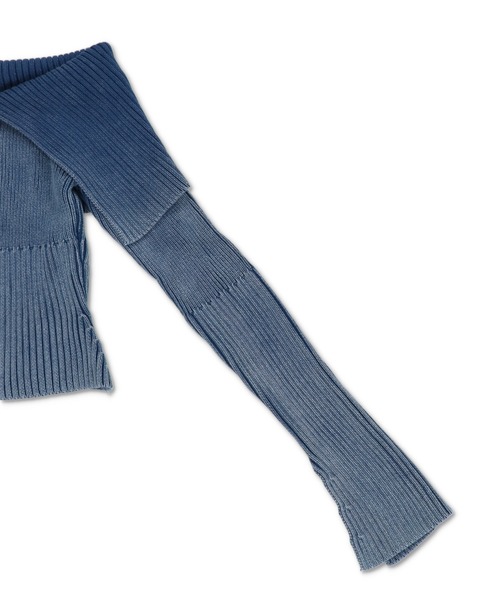 SPINNS（スピンズ）の「Wジップ長袖オフショルニット / ピグメント加工（ニット/セーター・レディース・ブルー/ブラック/カーキ・ONESIZE）」の14枚目の写真