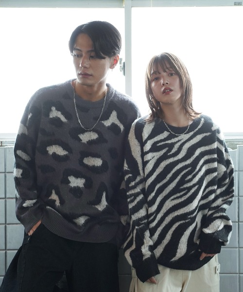 セール】マルチジャガードモヘアタッチニット（ニット/セーター