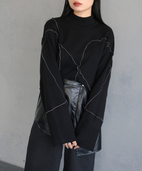 &g'aime(アンジェム)の「【&g’aime】ランダムメロー配色ニットトップス RANDOM MELLOW KNIT TOPS(ニット/セーター・レディース・ライトグレー/ブラック/チャコールグレー/ブルー・FREE)」の10枚目の写真