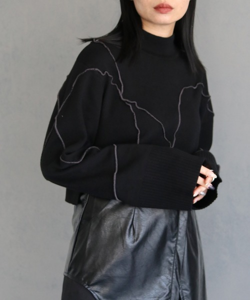 &g'aime(アンジェム)の「【&g’aime】ランダムメロー配色ニットトップス RANDOM MELLOW KNIT TOPS(ニット/セーター・レディース・ライトグレー/ブラック/チャコールグレー/ブルー・FREE)」の12枚目の写真