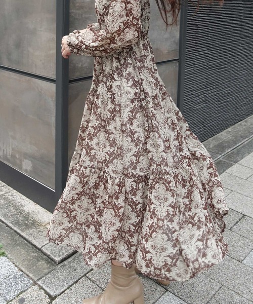 CORNERS（コーナーズ）の「ペイズリー柄カシュクールワンピース（ワンピース・レディース・ブラック/ブラウン/グリーン・M）」の5枚目の写真