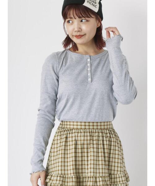 ehka sopo（エヘカソポ）の「ヘンリーネックシャーリングカットソー（Tシャツ/カットソー・レディース・グレー/オフホワイト/シルバーグレー・F）」の3枚目の写真