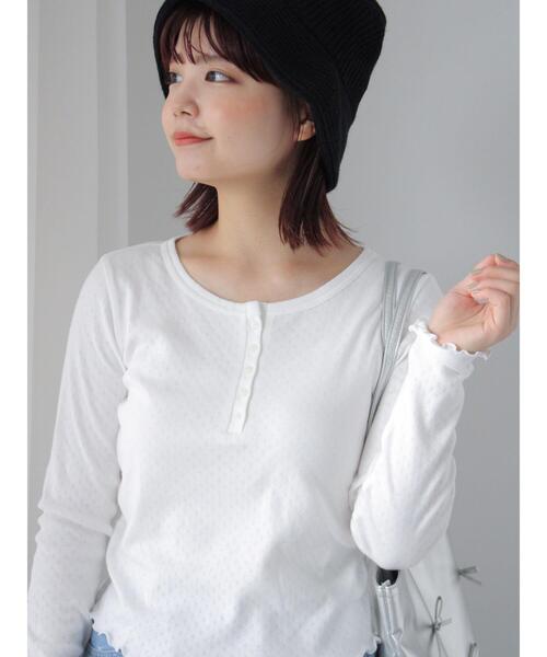 ehka sopo（エヘカソポ）の「ヘンリーネックシャーリングカットソー（Tシャツ/カットソー・レディース・グレー/オフホワイト/シルバーグレー・F）」の2枚目の写真