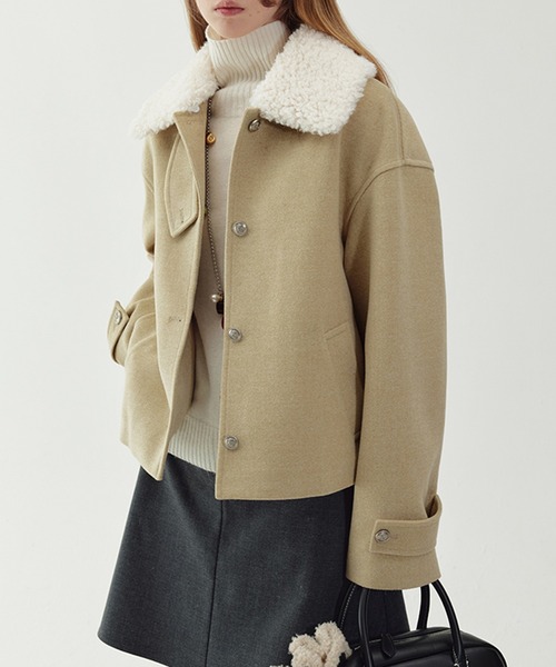 Fano Studios（ファノ ストゥディオズ）の「ウール混 ボアカラー ショートジャケット FQ24W094【Fano Studios】（その他アウター・レディース・ベージュ系・L/S/M）」の11枚目の写真