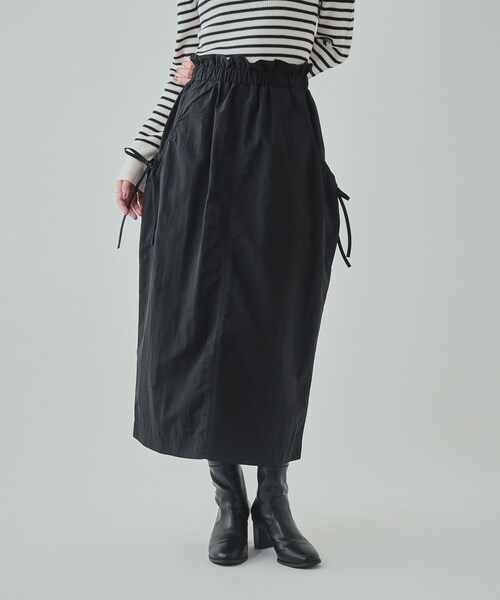 SHOO・LA・RUE（シューラルー）の「【洗える】ドロストリボン ナイロンスカート（スカート・レディース・ブラック/ブルーグリーン/ブラウン系・02/03/04）」の4枚目の写真