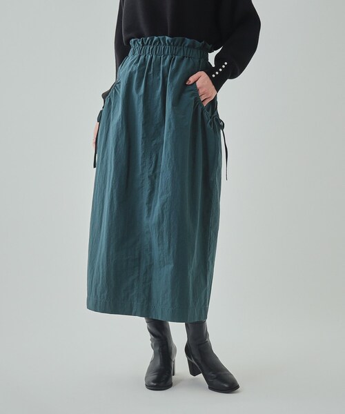 SHOO・LA・RUE（シューラルー）の「【洗える】ドロストリボン ナイロンスカート（スカート・レディース・ブラック/ブルーグリーン/ブラウン系・02/03/04）」の8枚目の写真