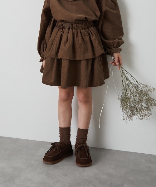 riziere（リジェール）の「コーデュロイティアードスカート（スカート・キッズ・ブラウン/ラベンダー・90/100/110/120/130/140/150）」の2枚目の写真
