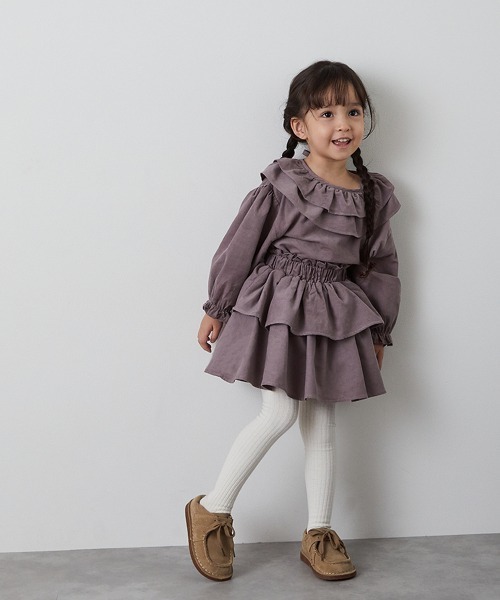 riziere（リジェール）の「コーデュロイティアードスカート（スカート・キッズ・ブラウン/ラベンダー・90/100/110/120/130/140/150）」の3枚目の写真