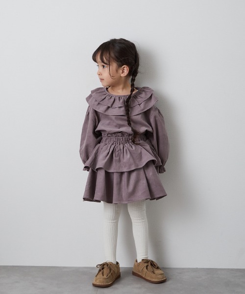 riziere（リジェール）の「コーデュロイティアードスカート（スカート・キッズ・ブラウン/ラベンダー・90/100/110/120/130/140/150）」の4枚目の写真