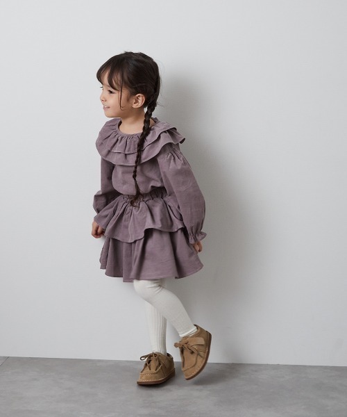 riziere（リジェール）の「コーデュロイティアードスカート（スカート・キッズ・ブラウン/ラベンダー・90/100/110/120/130/140/150）」の5枚目の写真