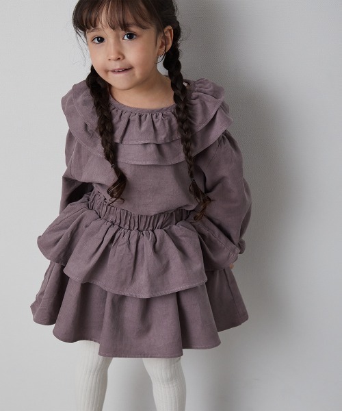 riziere（リジェール）の「コーデュロイティアードスカート（スカート・キッズ・ブラウン/ラベンダー・90/100/110/120/130/140/150）」の6枚目の写真