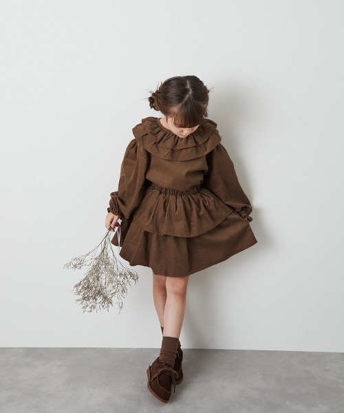 riziere（リジェール）の「コーデュロイティアードスカート（スカート・キッズ・ブラウン/ラベンダー・90/100/110/120/130/140/150）」の13枚目の写真