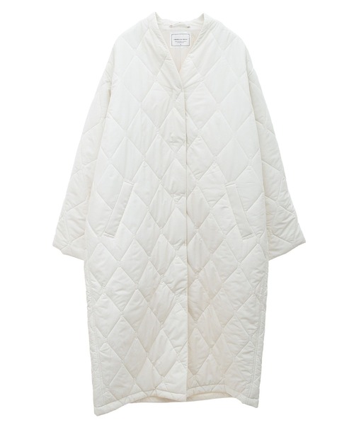 AMERICAN HOLIC（アメリカンホリック）の「軽ポカキルティングロングコート（ノーカラージャケット・レディース・アイボリー/ブラック・M/L）」の6枚目の写真