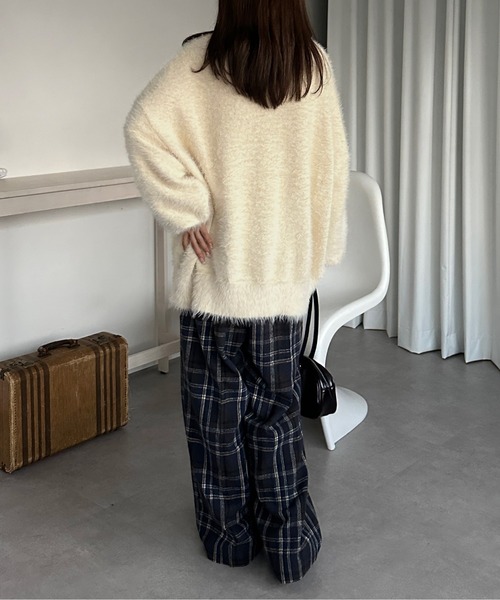 kutir（クティール）の「ベロアリボンシャギーニットカーディガン（カーディガン/ボレロ・レディース・アイボリー/ブルー/グレー・FREE）」の12枚目の写真