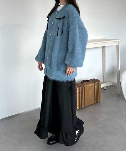 ベロアリボンシャギーニットカーディガン（カーディガン/ボレロ