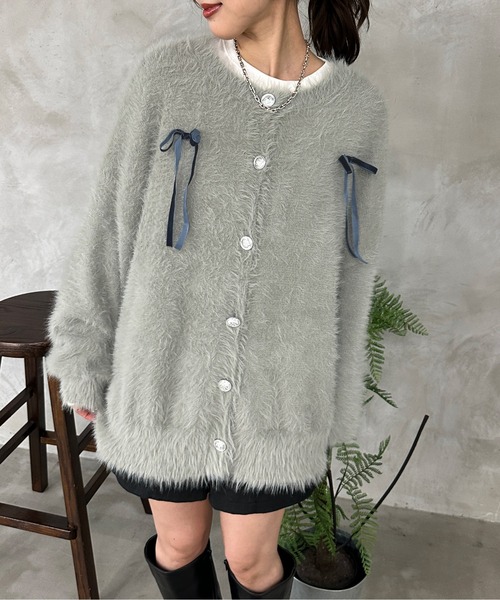 kutir（クティール）の「ベロアリボンシャギーニットカーディガン（カーディガン/ボレロ・レディース・アイボリー/ブルー/グレー・FREE）」の13枚目の写真