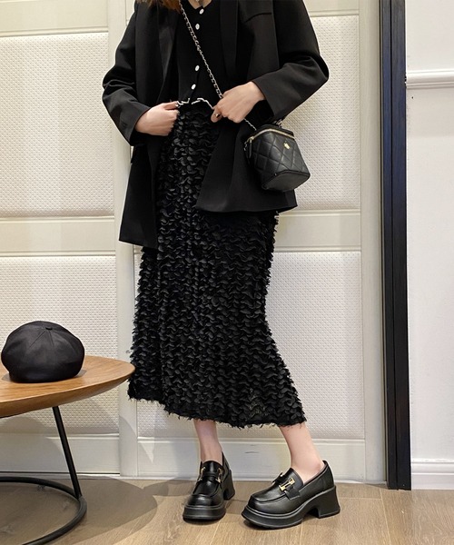 Lace Ladies(レースレディース)の「レザー調 バックル付き 厚底 クラシック ローファー(ローファー・レディース・ブラック/アイボリー・23.5cm/24cm/24.5cm/25cm/22.5cm/23cm)」の18枚目の写真