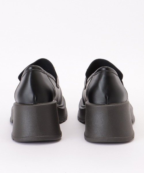 【極美品】LEGRES 37 黒 レザー ローファー セール】レザー調 バックル付き 厚底 クラシック ローファー