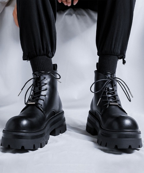 MIDORI ハイカットブーツ ブラック　編上靴 shoes365】メンズ 編み上げショートブーツ（ブーツ）｜shoes365