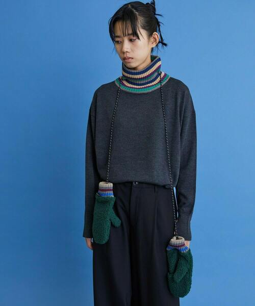 FRAPBOIS（フラボア）の「フリースミトン（手袋・レディース・ベージュ/グリーン・FREE）」の12枚目の写真