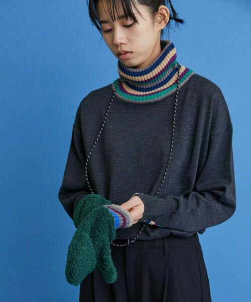 FRAPBOIS（フラボア）の「フリースミトン（手袋・レディース・ベージュ/グリーン・FREE）」の13枚目の写真