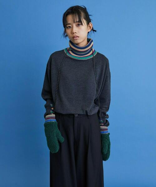 FRAPBOIS（フラボア）の「フリースミトン（手袋・レディース・ベージュ/グリーン・FREE）」の15枚目の写真