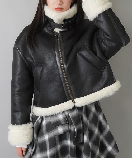 SPINNS（スピンズ）の「裏ボアムートンジャケット（ムートンコート・レディース・ブラウン/ブラック・ONESIZE）」の22枚目の写真