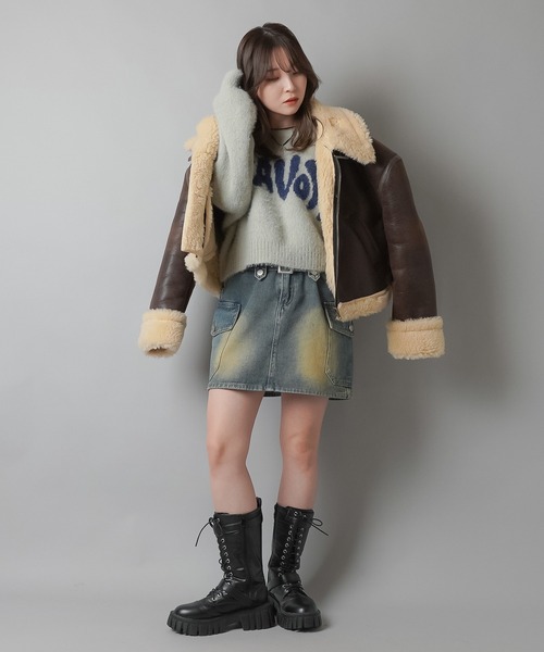 SPINNS（スピンズ）の「裏ボアムートンジャケット（ムートンコート・レディース・ブラウン/ブラック・ONESIZE）」の19枚目の写真