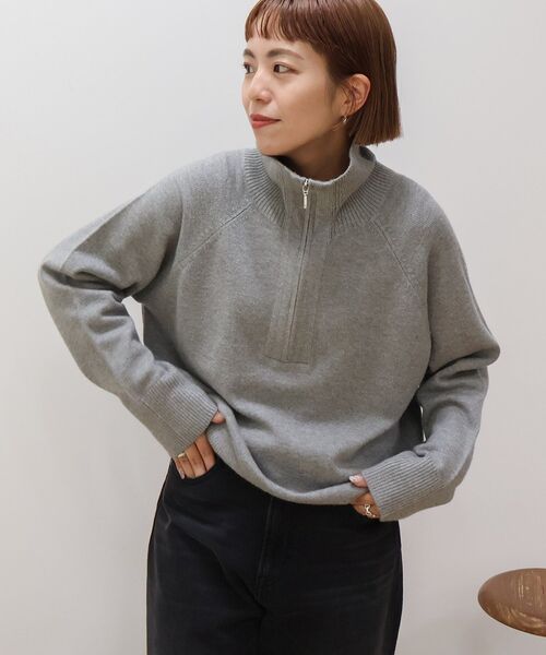 AMERICAN HOLIC（アメリカンホリック）の「バイパチハーフZIPニットプルオーバー（ニット/セーター・レディース・ネイビー/グレー系その他/キャメル・L/M）」の20枚目の写真