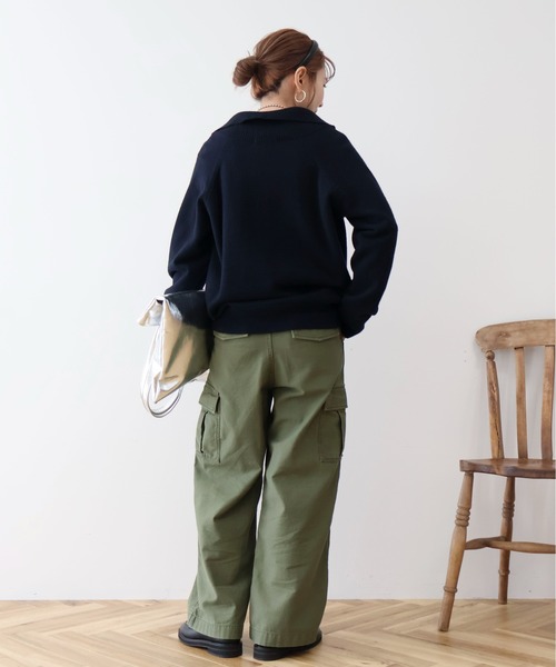 AMERICAN HOLIC（アメリカンホリック）の「バイパチハーフZIPニットプルオーバー（ニット/セーター・レディース・ネイビー/グレー系その他/キャメル・L/M）」の14枚目の写真